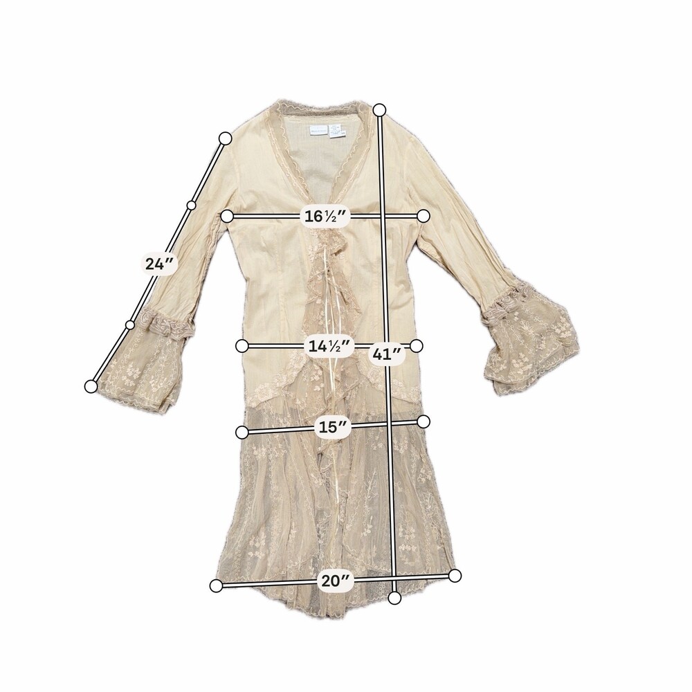 Vintage Newport News Fancy Lace Ruffle Cardigan Victorian‎ Womens 6 Coquette - Picture 7 of 8